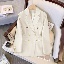 Load image into Gallery viewer, 2025 New Korea Women&#39;s Blazer Long Sleeve Double Breasted Slim Coat Long Sleeve Suit Jacket Office Lady Casual Outwear
