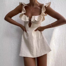 Load image into Gallery viewer, Retro Mini Beach Dress Fashion Sexy Ruffled Strap Dress Short Dress Vestidos

