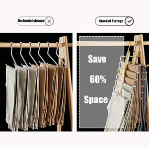 6 in 1 Magic Pants Hanger,Multi-function Storage Holder for Home Travel,Multi Layer Aluminium Pants Rack with 360 Rotatable Hook