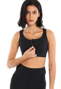 Women Sport Bra Tights Crop Top Yoga Vest Front Zipper Plus Size Adjustable Strap Shockproof Sportswear Gym Fitness Athletic Bra
