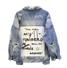 Load image into Gallery viewer, Women's Graffiti letter BF denim jacket coat loose   parkas
