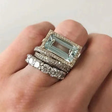 Load image into Gallery viewer, 2025 New Fashion Three Piece Set Blue Square Zircon Rings For Women Party Idea Gifts Custom Jewelry
