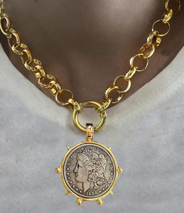 Vintage Round  Necklace Tribal Boho Ethnic Coins