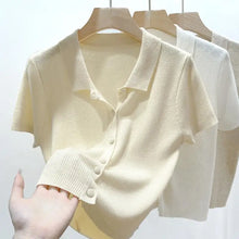 Load image into Gallery viewer, Summer  Thin Polo Knit Sweater   Short Sleeve
