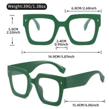 Load image into Gallery viewer, Vintage Glasses Square Full Rim Spectacles Unisex, Anti-Reflective Coating, Fashionable Transparent Lenses, Daily Wear Eyewear

