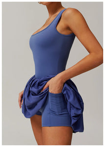 Women Yoga Jumpsuit Set Sexy  Dance Ballet Dress Gym Push up Running Tennis Sports