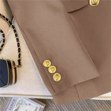 Load image into Gallery viewer, 2025 New Korea Women&#39;s Blazer Long Sleeve Double Breasted Slim Coat Long Sleeve Suit Jacket Office Lady Casual Outwear

