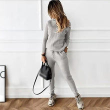 Load image into Gallery viewer, Two Piece Sets Womens Outifits Autumn/Winter New High Collar Solid Color Fashion Casual Top Pants Sweater Set for Women

