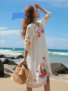 Ethnic Embroidered Bird Dress samplebydesignusa Ethnic Embroidered Bird Dress samplebydesignusa