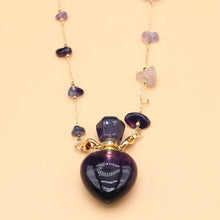 Load image into Gallery viewer, 1pc Square Natural Stone Fluorite Perfume Bottle Pendants For Necklace Reiki Essential Oil Diffuser Bottle Charm Women Necklace
