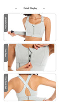 Load image into Gallery viewer, Women Sport Bra Tights Crop Top Yoga Vest Front Zipper Plus Size Adjustable Strap Shockproof Sportswear Gym Fitness Athletic Bra
