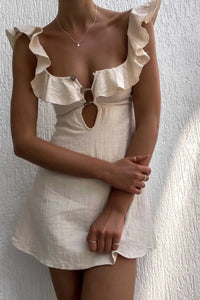 Retro Mini Beach Dress Fashion Sexy Ruffled Strap Dress Short Dress Vestidos