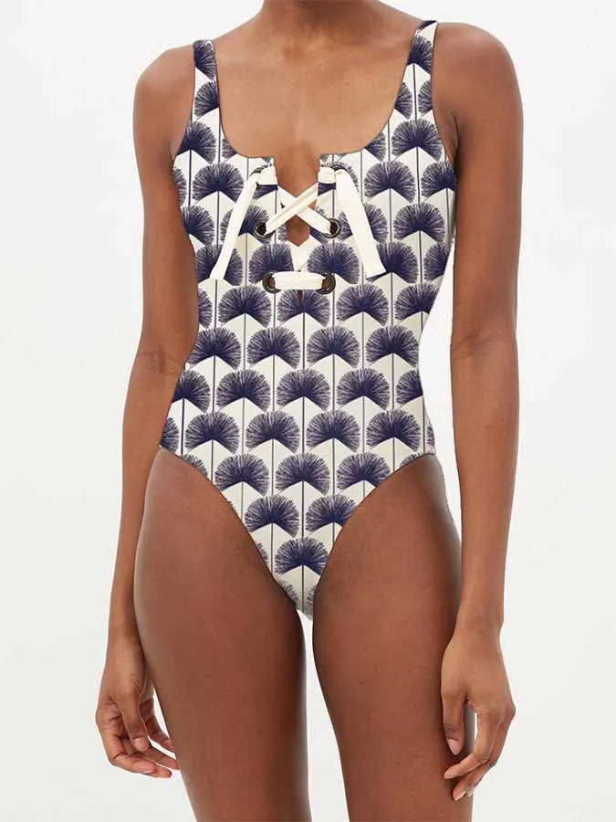 Art Print Designer Swimsuit  Fashion Bikini Woman Summer Beach  Straps