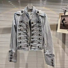 Load image into Gallery viewer, 2026 Autumn New Fashion Metal Buckle Design Shoulder Strap Denim Short Jacket For Women High Street Coat Female 11A06995
