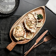 Load image into Gallery viewer, Tray Wooden Leaf Shaped  Sushi Tray Dessert Fruit Meal Tray Food Tray Wooden Waterproof
