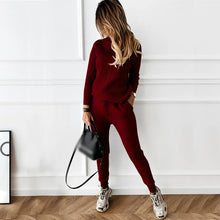 Load image into Gallery viewer, Two Piece Sets Womens Outifits Autumn/Winter New High Collar Solid Color Fashion Casual Top Pants Sweater Set for Women
