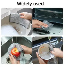 10 Counts Multipurpose Wire Dishwashing Rags,Double-Layer Cloth, Non-scratch Wire Dishcloth for Kitchen,Gift