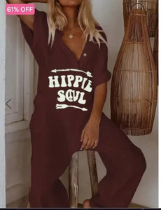 Romper  Jumpsuit  Pocket Romper  Loose Wide Legs