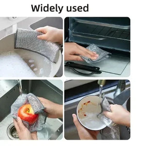10 Counts Multipurpose Wire Dishwashing Rags,Double-Layer Cloth, Non-scratch Wire Dishcloth for Kitchen,Gift