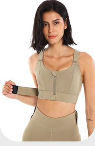 Women Sport Bra Tights Crop Top Yoga Vest Front Zipper Plus Size Adjustable Strap Shockproof Sportswear Gym Fitness Athletic Bra
