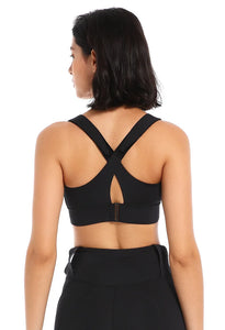 Women Sport Bra Tights Crop Top Yoga Vest Front Zipper Plus Size Adjustable Strap Shockproof Sportswear Gym Fitness Athletic Bra