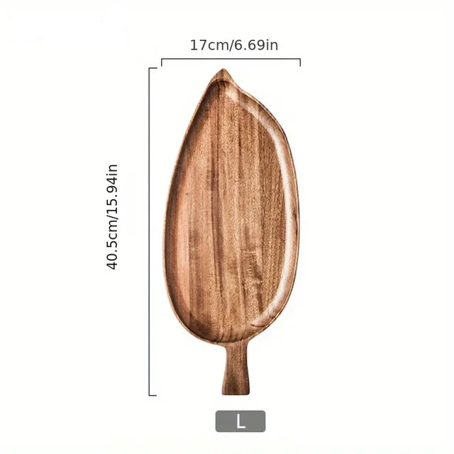 Tray Wooden Leaf Shaped  Sushi Tray Dessert Fruit Meal Tray Food Tray Wooden Waterproof