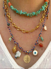 Load image into Gallery viewer, New Bohemian Style Irregular Design Natural Turquoise Bead Necklace for Women Gold Stainless Steel Chain Sand Vintage Jewelry
