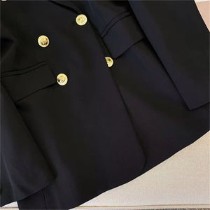 2025 New Korea Women's Blazer Long Sleeve Double Breasted Slim Coat Long Sleeve Suit Jacket Office Lady Casual Outwear