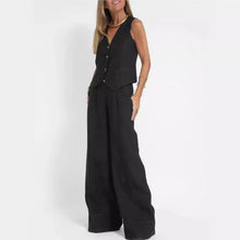 Load image into Gallery viewer, Fashionable High-waisted Wide-leg Trousers Suit For Women, Casual Commuting Temperament Vest And Vest 2-piece Set
