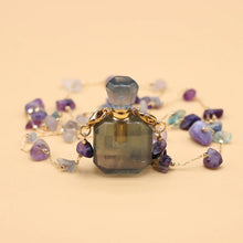 Load image into Gallery viewer, 1pc Square Natural Stone Fluorite Perfume Bottle Pendants For Necklace Reiki Essential Oil Diffuser Bottle Charm Women Necklace
