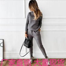 Load image into Gallery viewer, Two Piece Sets Womens Outifits Autumn/Winter New High Collar Solid Color Fashion Casual Top Pants Sweater Set for Women
