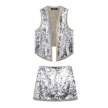 Load image into Gallery viewer, Sequin Open Vests for Women Glitter Sleeveless Vest Woman
