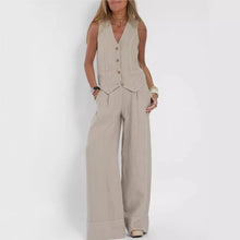 Load image into Gallery viewer, Fashionable High-waisted Wide-leg Trousers Suit For Women, Casual Commuting Temperament Vest And Vest 2-piece Set
