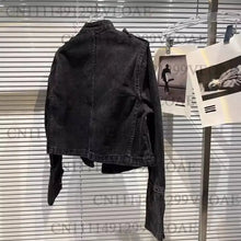 Load image into Gallery viewer, 2026 Autumn New Fashion Metal Buckle Design Shoulder Strap Denim Short Jacket For Women High Street Coat Female 11A06995
