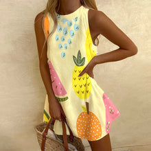 Load image into Gallery viewer, Yellow  Dress Nice Fruit Pineapple  Sleeveless Dress Casual Beach Vacation
