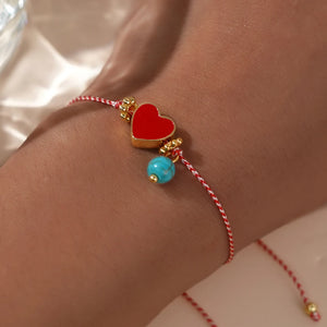 Turquoise  Red Heart  Bracelet