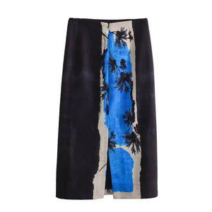 Spring Printed Straight Skirt  Chic