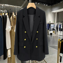 Load image into Gallery viewer, 2025 New Korea Women&#39;s Blazer Long Sleeve Double Breasted Slim Coat Long Sleeve Suit Jacket Office Lady Casual Outwear
