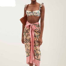 Load image into Gallery viewer, Pink  Floral Print Set Cover Up Two Pieces

