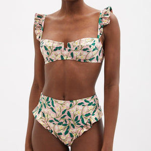 Pink  Floral Print Set Cover Up Two Pieces