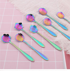 8Pcs Flower Spoon Set Small Teaspoon  Coffee Spoon