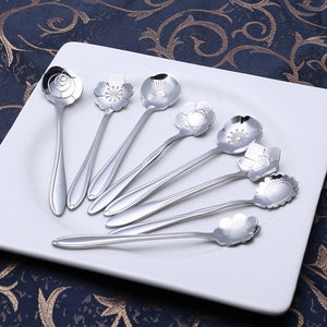 8Pcs Flower Spoon Set Small Teaspoon  Coffee Spoon