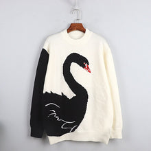 Load image into Gallery viewer, Woman swan Vintage Fashion  Embroidered Knit  Sweater
