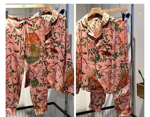 Jungle Tiger Imitation Silk Pajamas