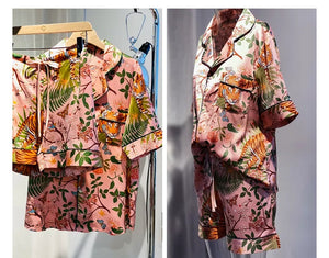 Jungle Tiger Imitation Silk Pajamas