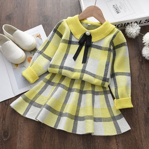 fashion girl Knit Bow Dresses