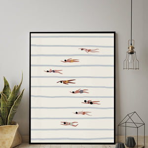 Women Swimmers Wall Art PrintsMinimalist Posters Swimming Pool