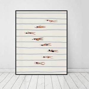 Women Swimmers Wall Art PrintsMinimalist Posters Swimming Pool