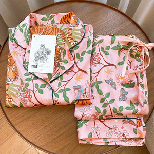 Jungle Tiger Imitation Silk Pajamas