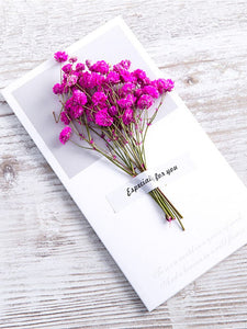 10pcs  Gift Card Wedding Invitations Greeting Cards Dried Flowers Handwritten Blessing Birthday Envelope thanksgiving